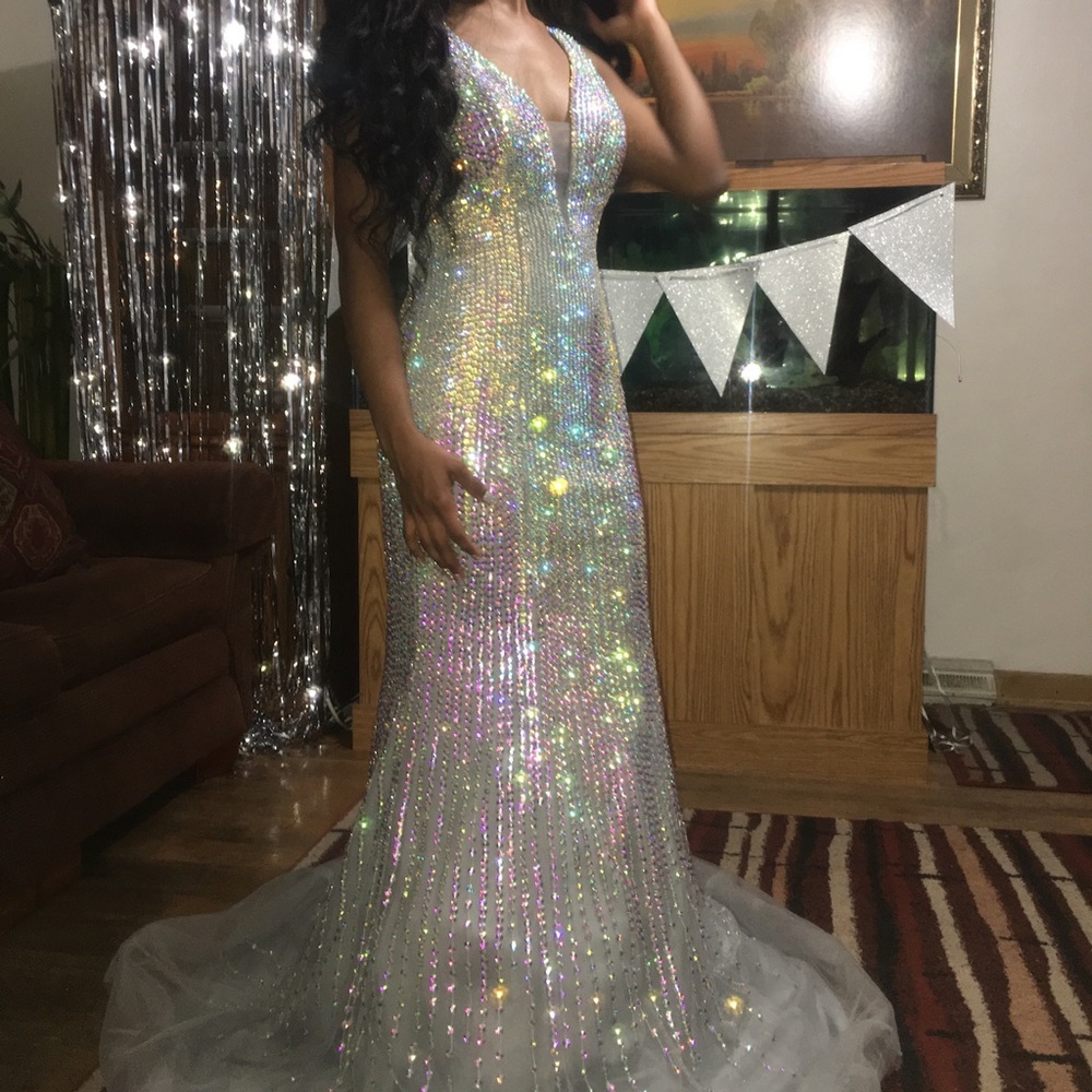 Lara Gray and Iridescent Prom Dress